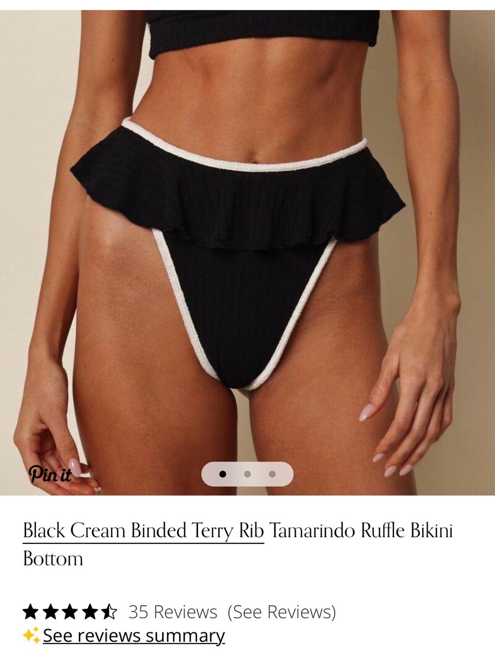 Montce Black Bikini Bottom with Cream Trim